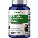 NusaPure Chlorophyll 200:1 Extracto, 400 mg Equivalente a 80.000mg 60 Veggie Caps (Equivalente 80000mg por Serving, Non-GMO, Vegan) Sodium Copper Chlorophyllin