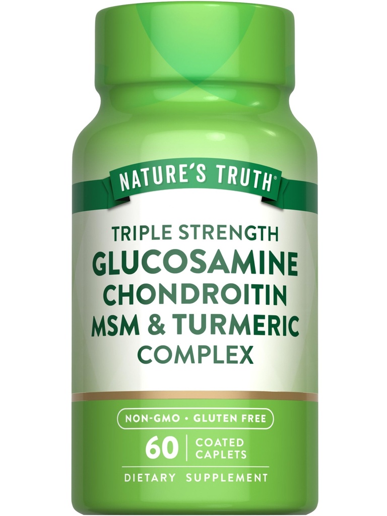 Verdad de la naturaleza Glucosamine Chondroitin MSM Complex ← 60 Caplets  durable with Turmeric  sometida Triple Strength Formula ← Non-GMO y Gluten Free Supplement