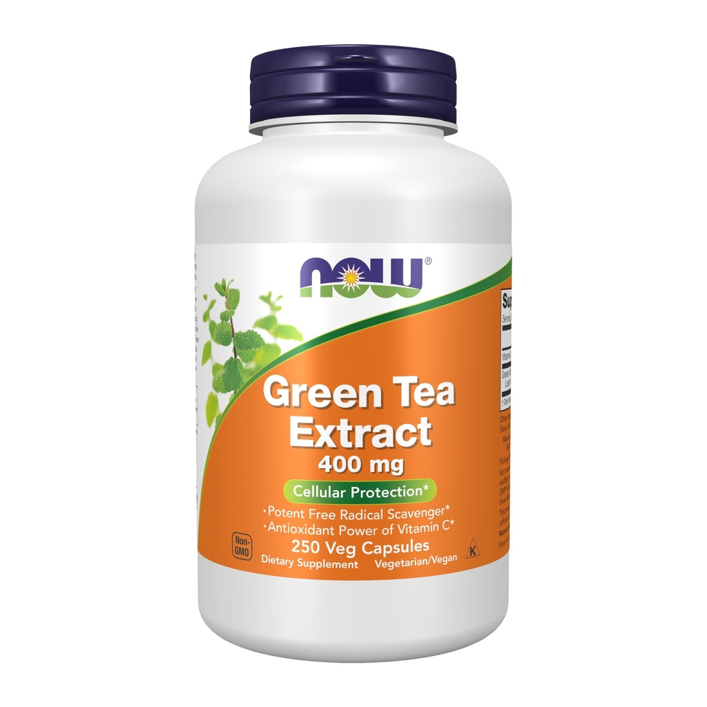 AHORA Suplementos de alimentos, Té verde Extracto 400 mg con vitamina C para la protección dietética, celular*, 250 cápsulas de verduras