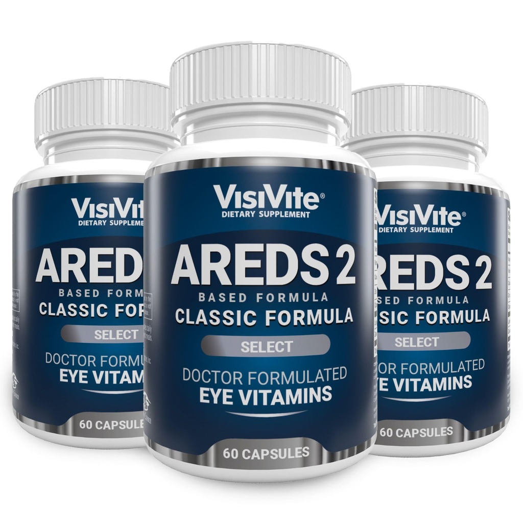 AREDS 2 Select Eye Vitamins for Macular Support - Vitaminas para los ojos con Zeaxanthin Plus Lutein Macular Supplement - Premium Macular Health Formula - Eye Supplements - 60 Capsules - (Pack of 3)