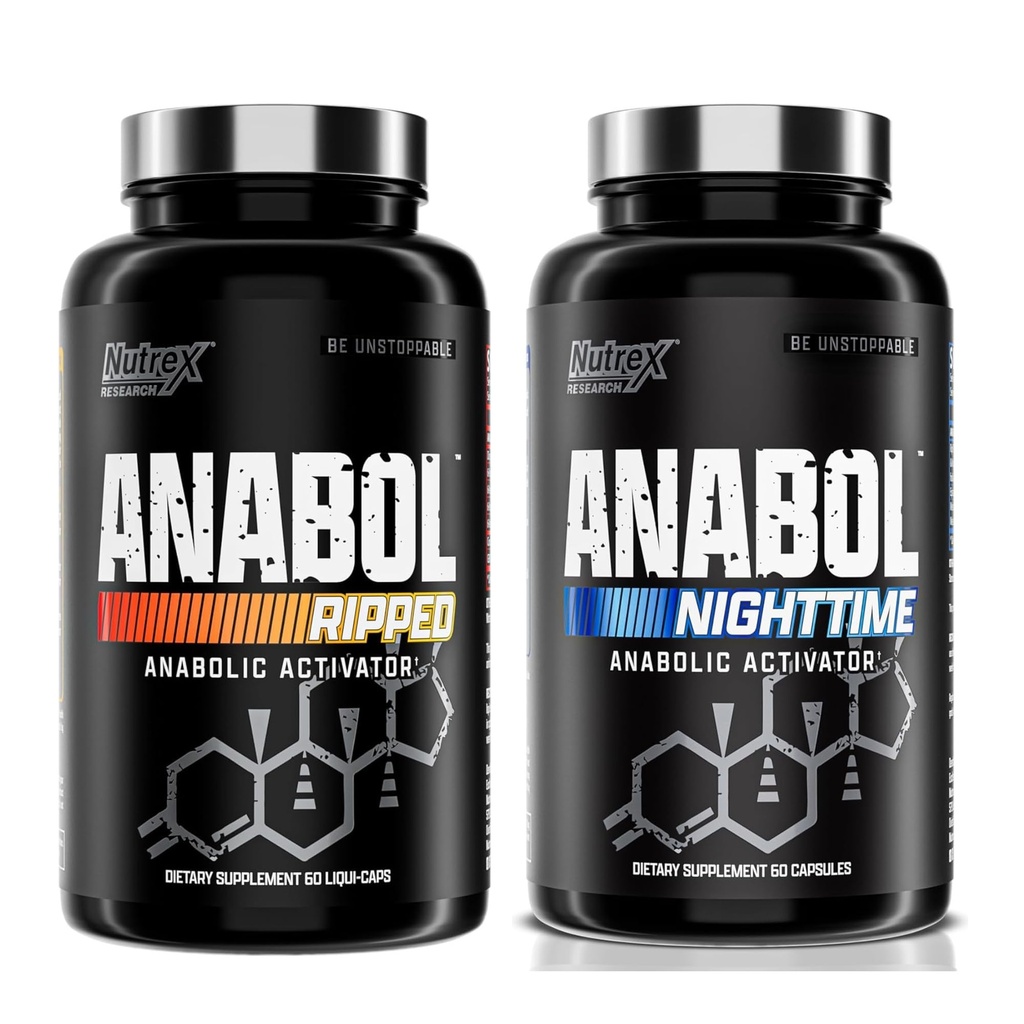 Nutrex Research Anabol Ripped &amp; Nighttime PM Muscle Builder y Shredding Combo