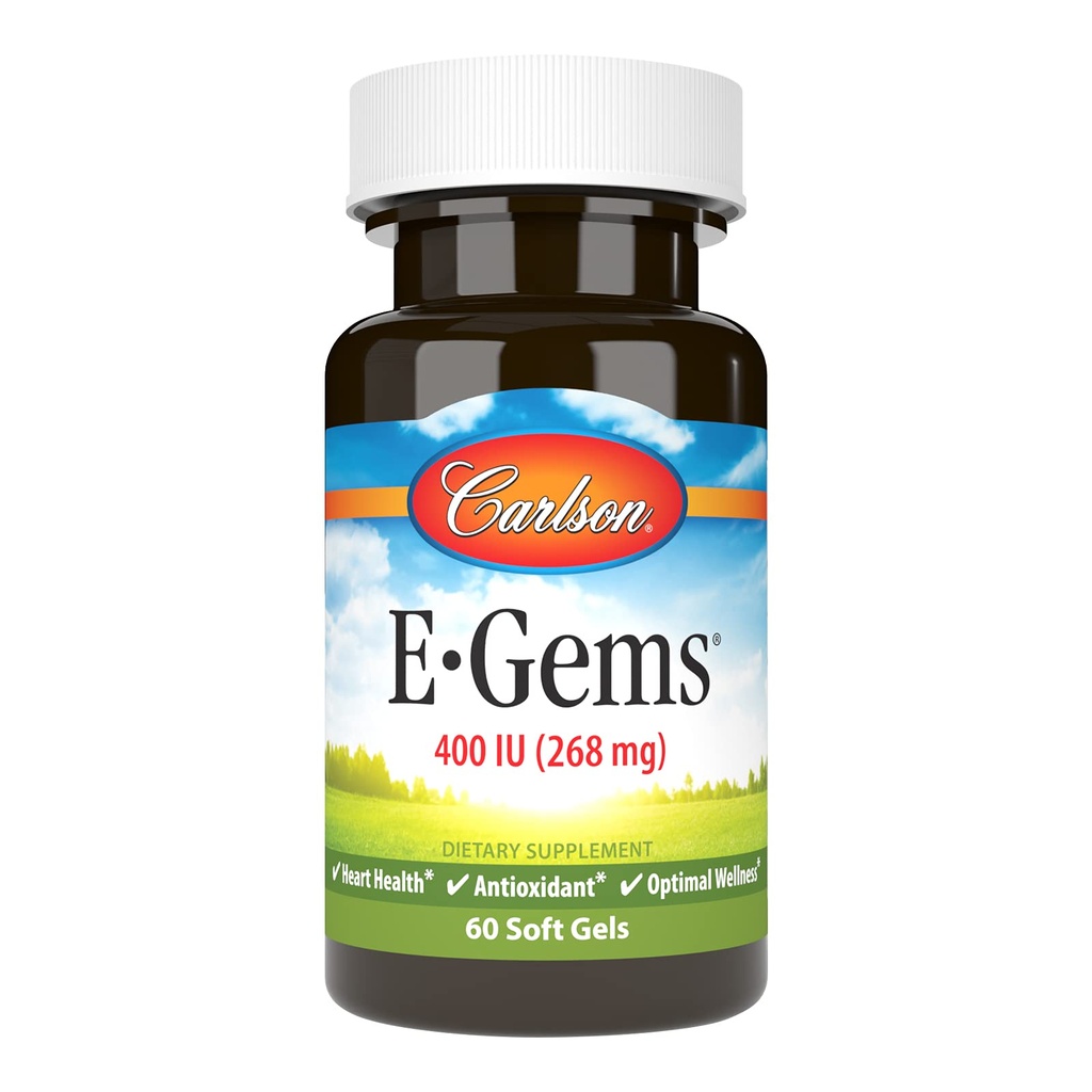 Laboratorios Carlson E-Gems Vitamina Natural E, 400 UI, 60 Softgels