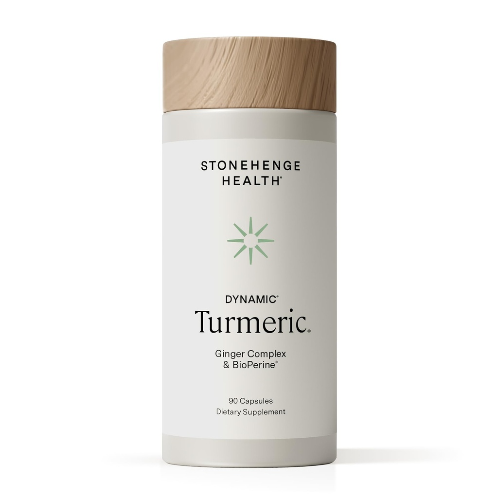 Stonehenge Health Dynamic Turmeric Curcumin with Ginger - High Potency - 1,650 mg Turmeric with 95% Curcuminoids " BioPerine, 90 cápsulas vegetarianas