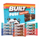 Bar, Puff Protein Bar, Variedad Pack, Collagen, Snacks On-the-go, Bar de desayuno, Sampler mixto, 12 Pack
