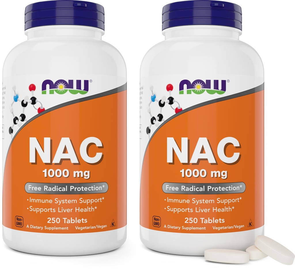 AHORA Alimentos NAC 1000 mg, 250 Tabletas (Pack of 2), N-Acetyl-Cysteine Suplemento, 1000 mg (1 gram) por Tablet - Vegetariano, No GMO