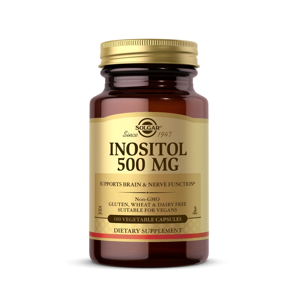 Solgar Inositol 500 mg - 100 cápsulas vegetales - No GMO, Vegan, Gluten Gratis, Dairy Free, Kosher - 100 piezas