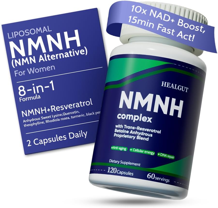 Suplemento Liposomal NMNH para la energía de las mujeres: NMN Alternative + Trans-Resveratrol + TMG ← Boosts NAD+ Levels, Cellular Regeneration & Radiant Skin - 60-Day Anti-Aging Formula