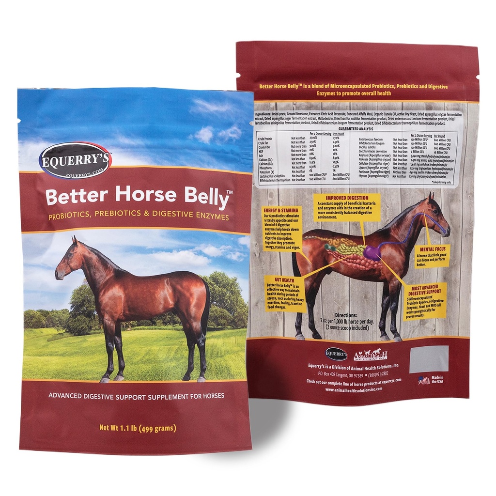 EQUERRY'S Better Horse Belly - Suplemento de Caballo con Gut Support Silencio Caballos Probióticos con Prebióticos y Enzymes Digestivos vivieron para Colic, Digestive Upset, 1.1LB