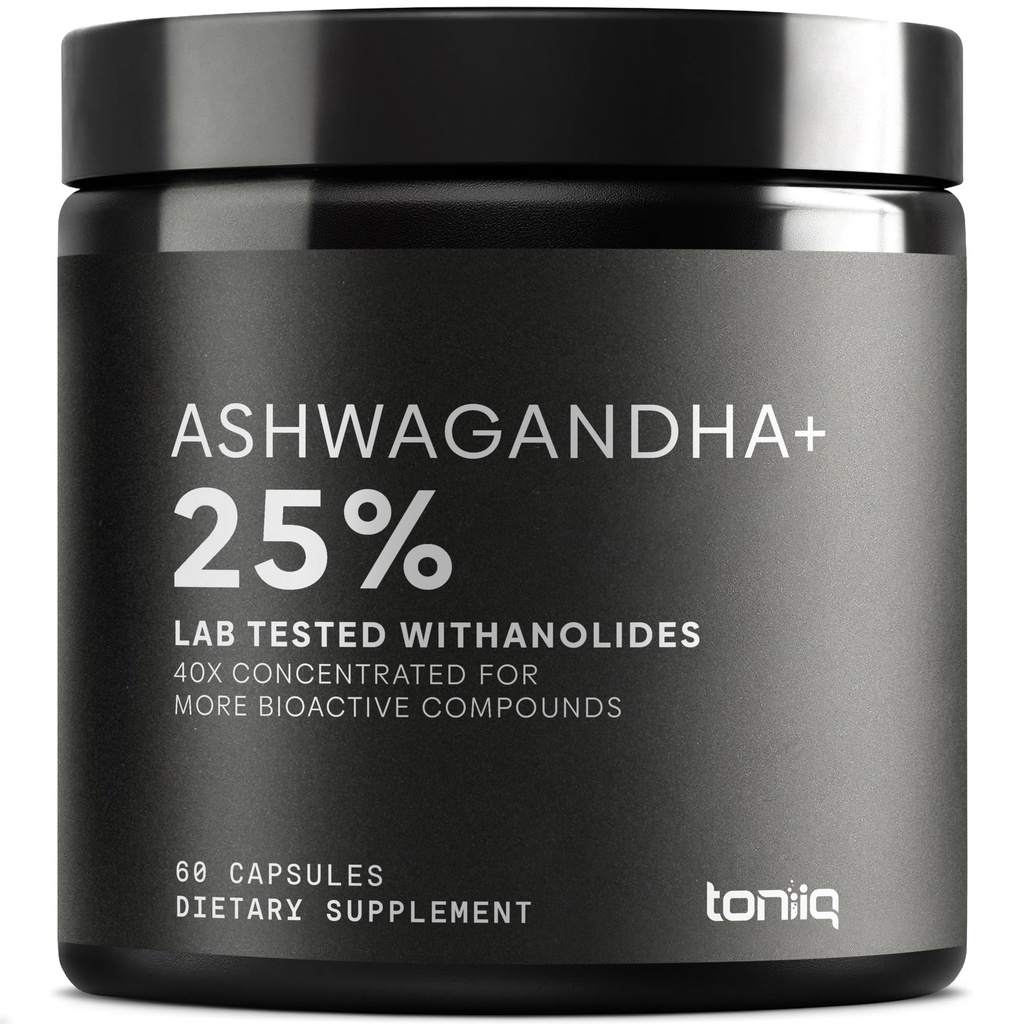 Ashwagandha - Ultra High Potency 40:1 Extract with 25% Withanolides - Wild Harvested in India - Highly Concentrated " Third-Party Lab Tested - 60 cápsulas