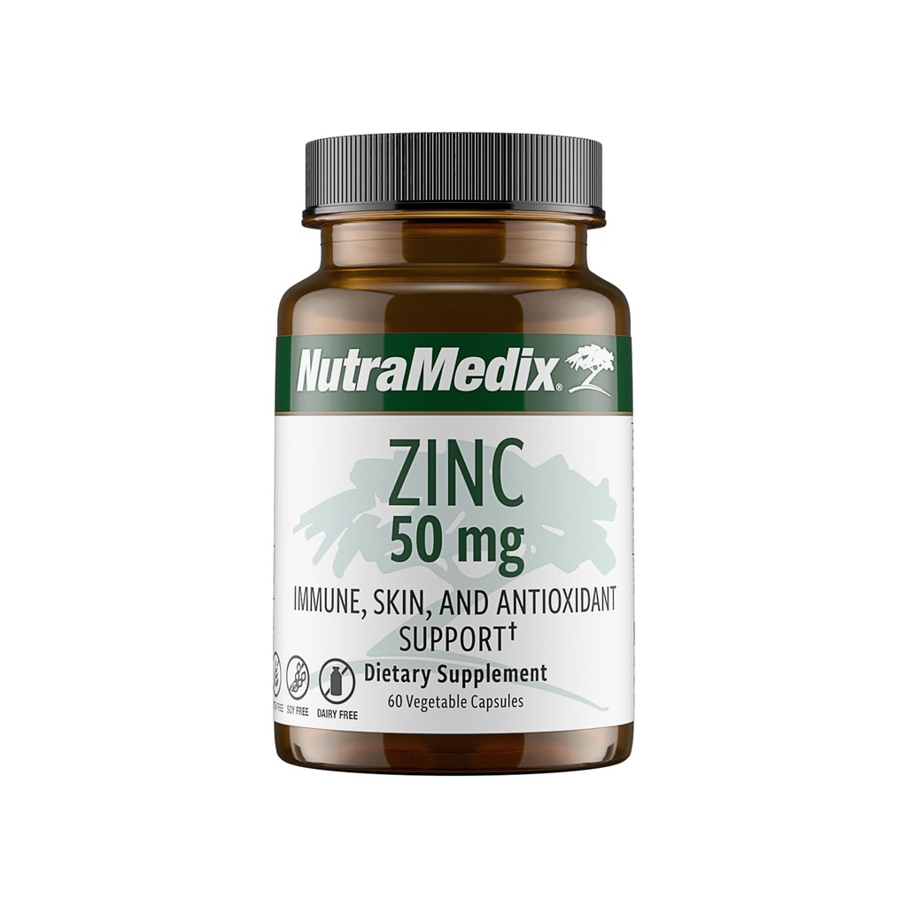 NutraMedix Zinc 50mg - Suplementos para una Defensa Inmunitaria saludable, Salud de la piel y soporte antioxidante - Zinc fácil de digerir para la salud inmune (60 cápsulas)