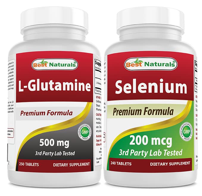 Mejores Naturales L-Glutamina 500 mg " Selenium 200 mcg