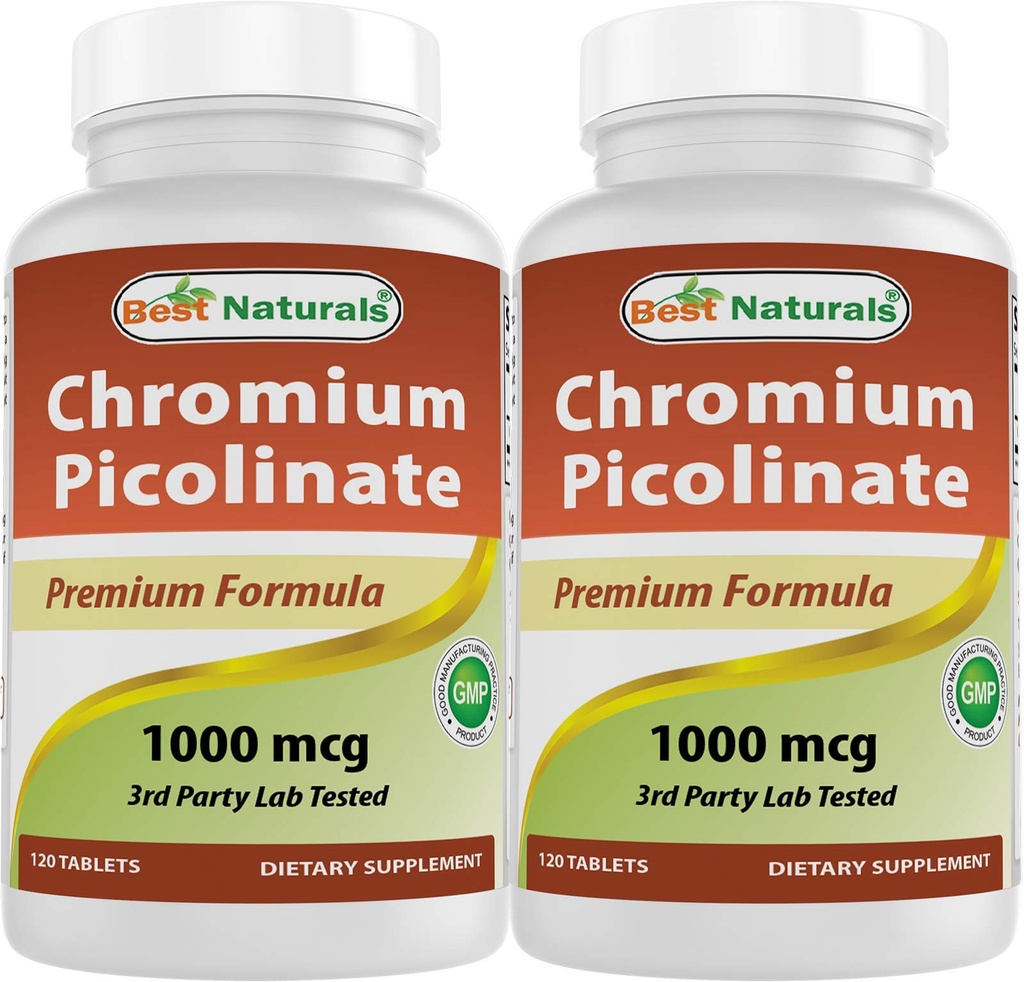 Mejores Naturales Chromium Picolinate 1000 mcg 120 Tablas (120 Cuenta (Pack de 2))