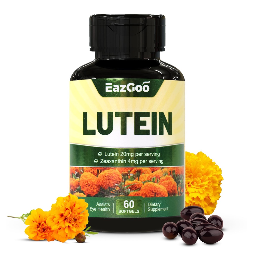 Lutein for Eyes, Lutein 20mg, Lutein y Zeaxanthin Suplementos, Eyestrain Relief &amp; Support Vision Health, Vegan, 60 Softgels