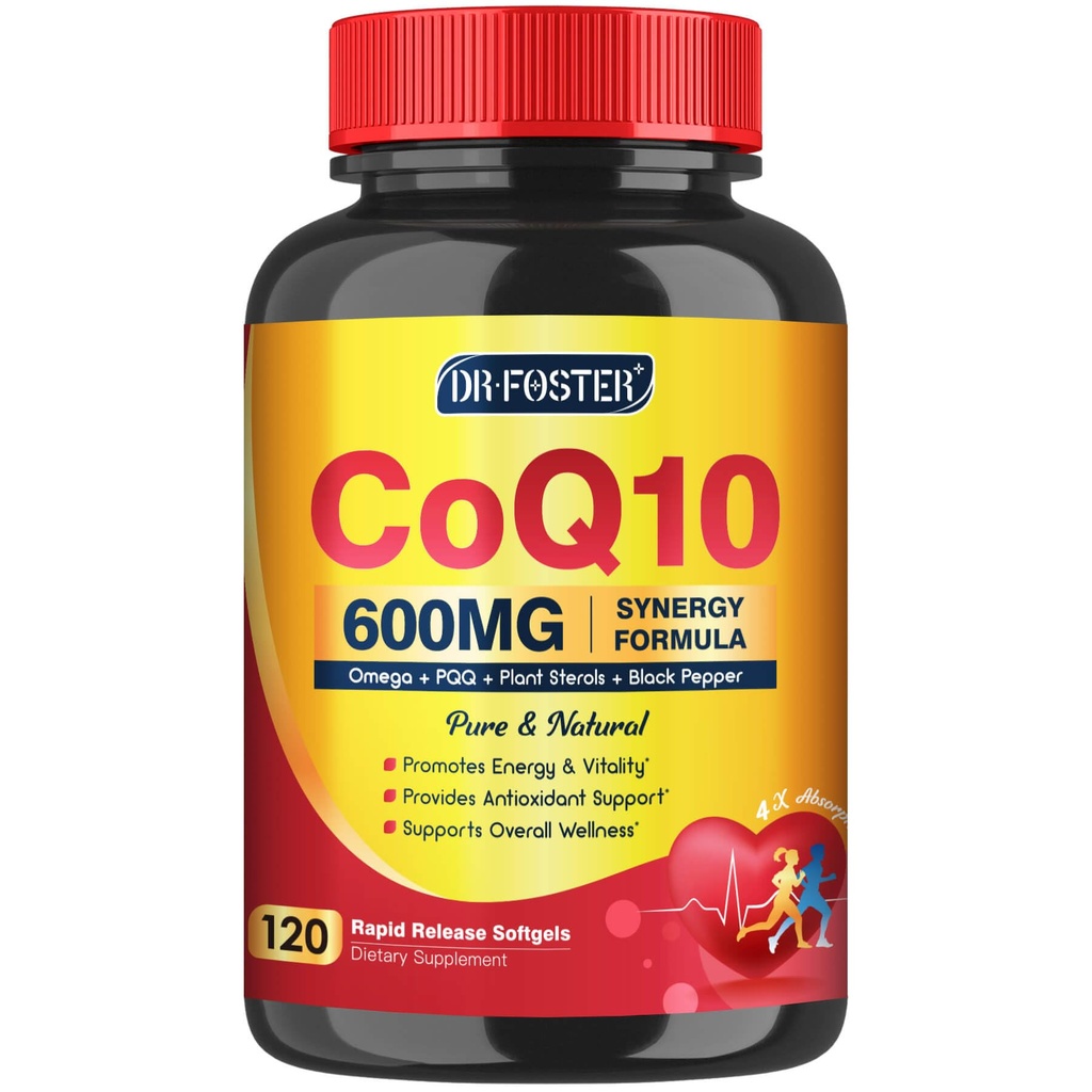 CoQ10 600 mg Softgels CoQ10 Suplemento - CQ10 Coenzyme-Q10 con Omega 3 &amp; PQQ &amp; Vitamina E, CoQ10 400mg Softgels, 60 Servimientos