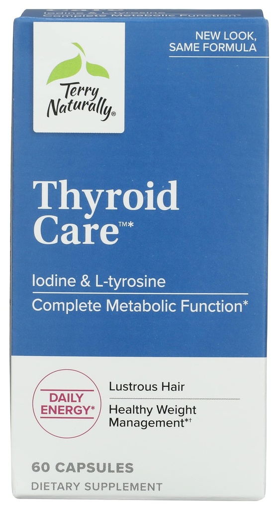 Terry Naturalmente Cuidado de los Tiroides - Immune Health & Energy Support Fórmula - Suplemento Nutricional con Iodine para el apoyo a la salud tiroidea - Suplemento Wellness con L-Tyrosine - 60 cápsulas