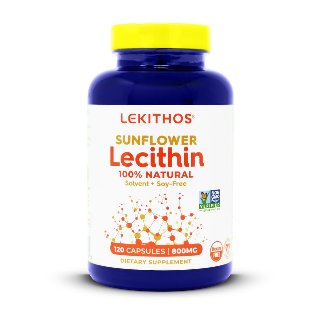 100% All-Natural Sunflower Lecithin Capsules,1600mg Lecithin Suplemento para Hombres y Mujeres, 120 Conde Softgel Capsules. ¡Genial para soporte de lactancia! Cold Pressed, Vegan " Non-GMO