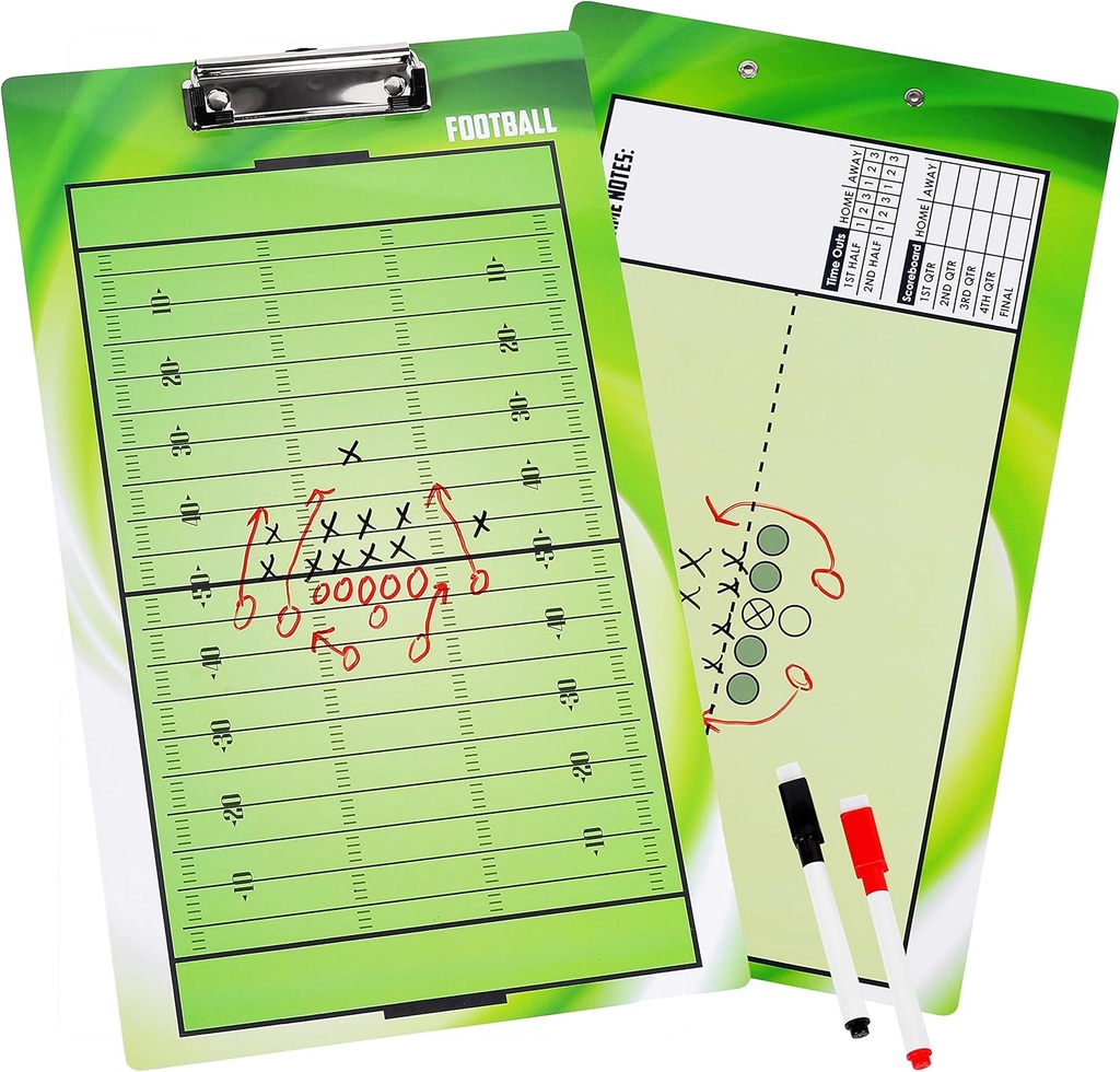 BETTERLINE Consejo de entrenadores de fútbol doble borda para entrenadores de fútbol americano - viene con 2 plumas borrables
