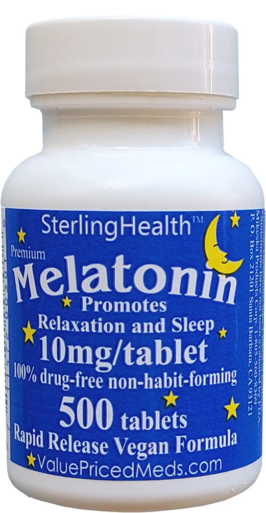 Melatonina 500 cuentan 10 mg rápido disuelve Vegan Super fuerza