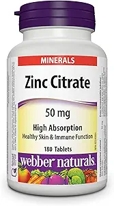 Webber Naturals Zinc Citrate 50 mg, 180 Tablets