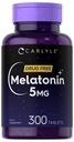 Carlyle Melatonin 5mg  300 Tablets ← Drug Free Supplement TEN Vegetarian, Non-GMO, Gluten Free