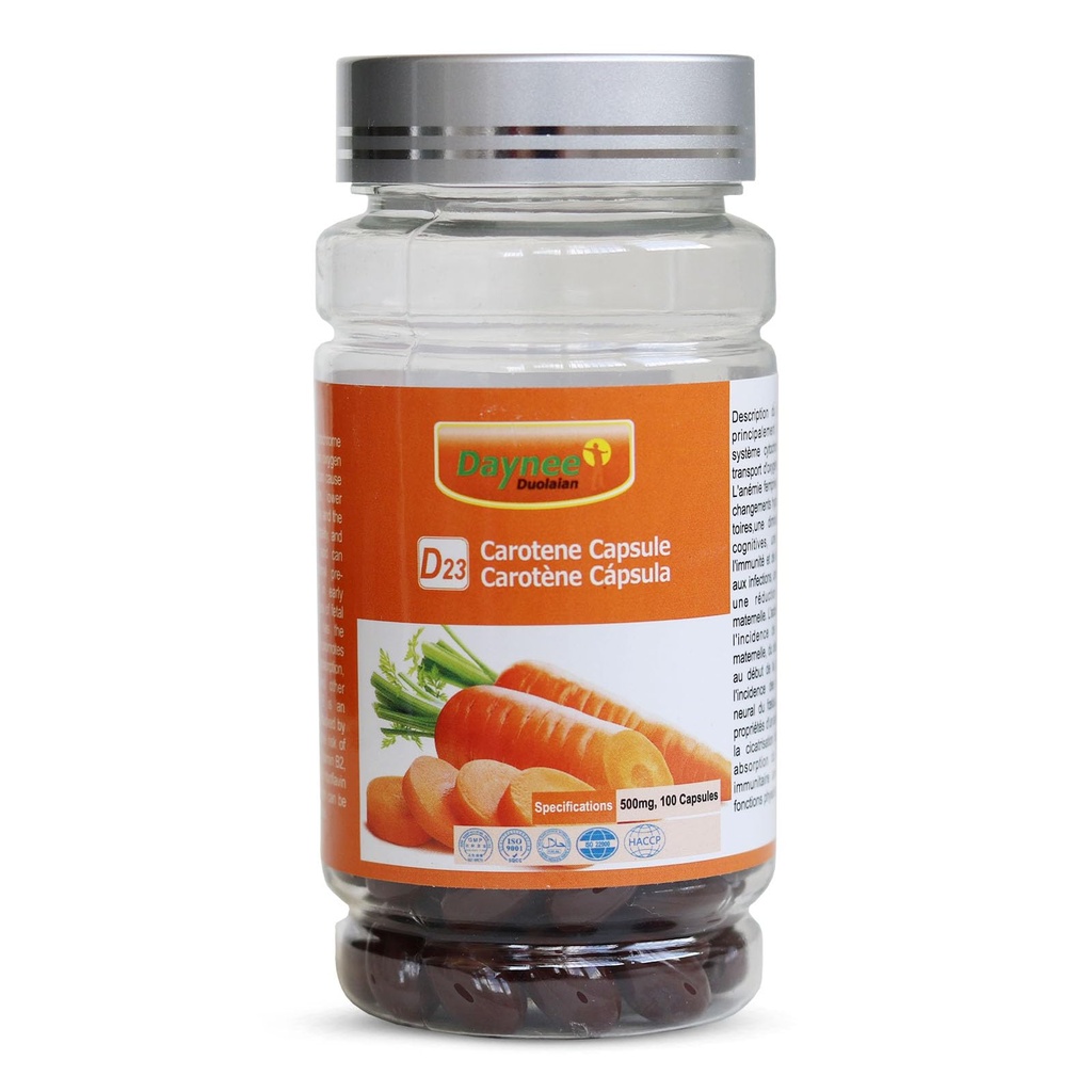 AIHIYO Carotene Soft Capsule, 500mg Beta Carotene Suplemento, Soporte Saludable Skin y Ojos, 100 Cuenta