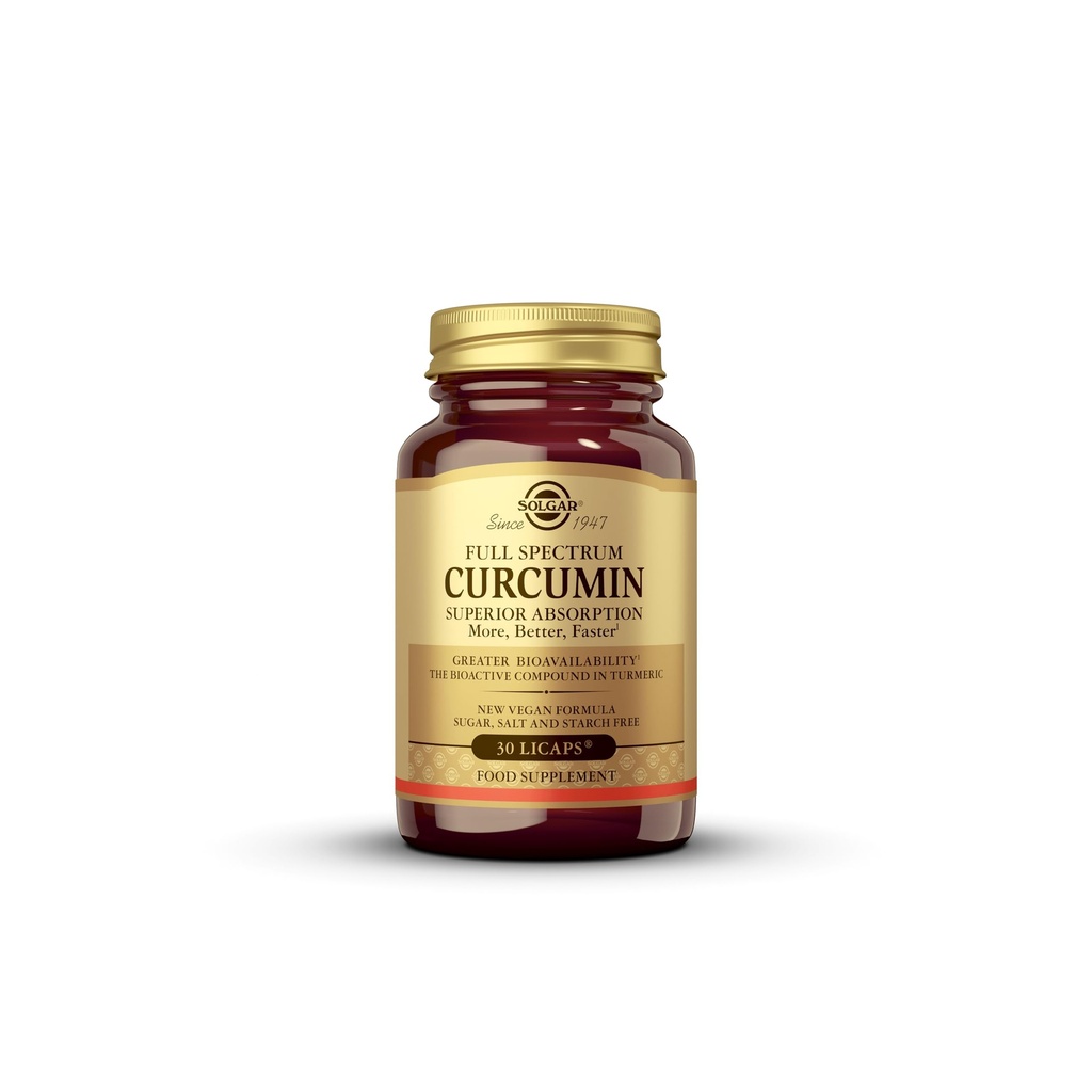 Solgar Full Spectrum Curcumin Liquid Extract Softgels - 30 Cuenta - Faster Absorption - Brain, Joint & Immune Health - Non-GMO, Gluten-Free, Dairy-Free - 30 Servimientos