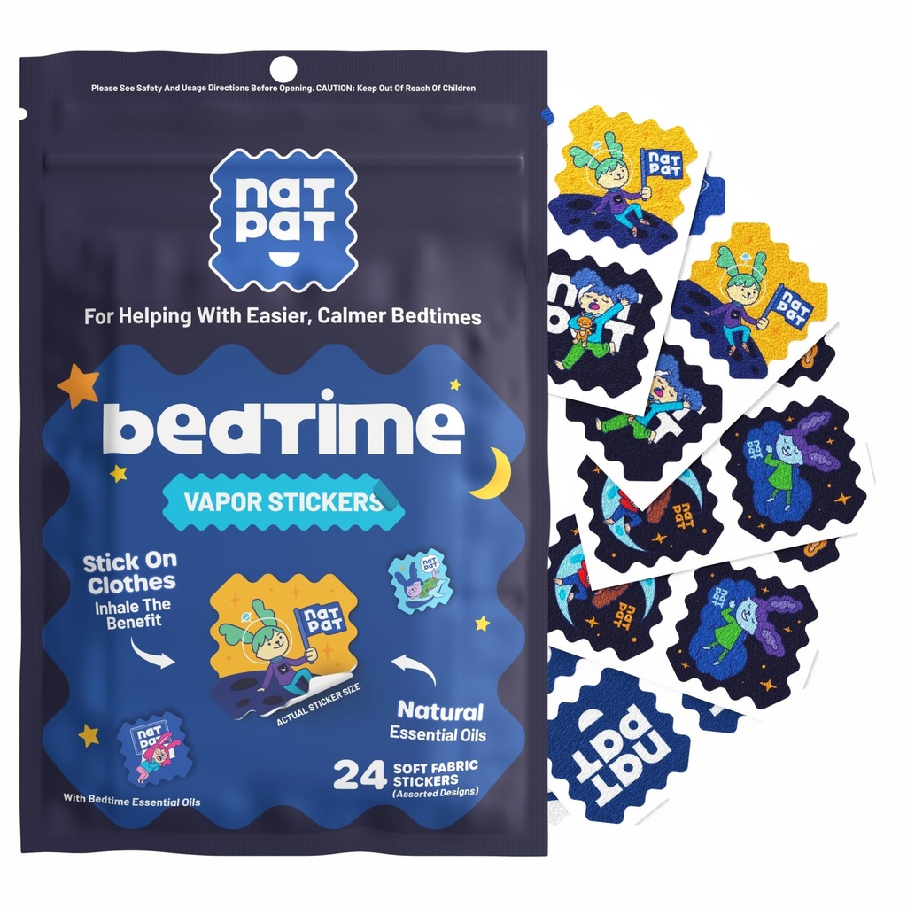 NATPAT Sleepy Patch Bed Time Stickers for Kids - Sleep Promoting Patch - Non-Toxic Solution for Better Sleep - Chemical &amp; Drug Free, Melatonin Free - Buzz Patch Natural Patch (24 Pack)