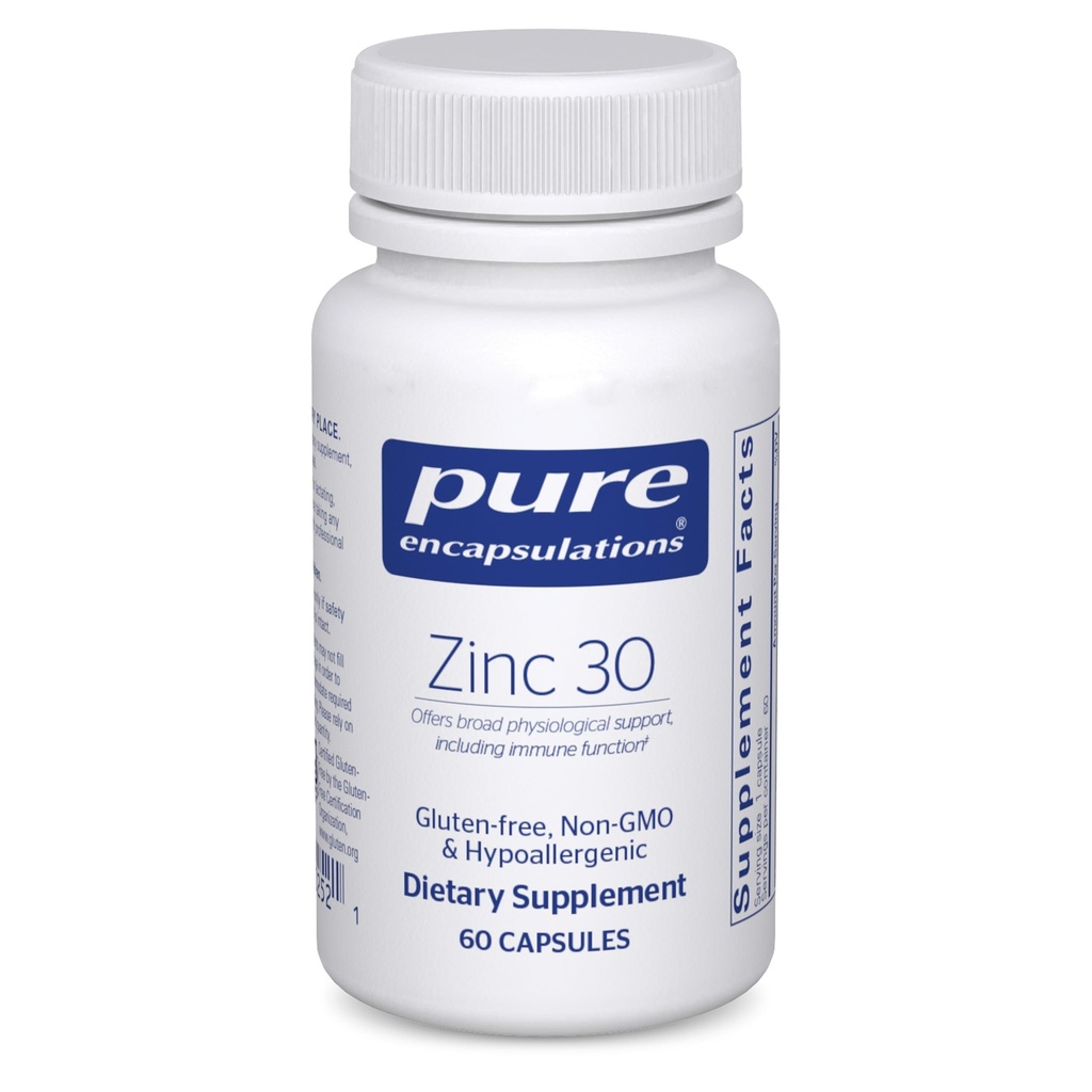 Pure Encapsulations Zinc 30 mg - Suplemento para Immune System Support, Growth and Development, and Wound Healing* - con Zinc Picolinate 30 mg - 60 cápsulas