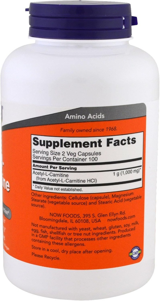 AHORA Alimentos Acetyl L-Carnitina 500mg - 200 ct (Pack of 2)