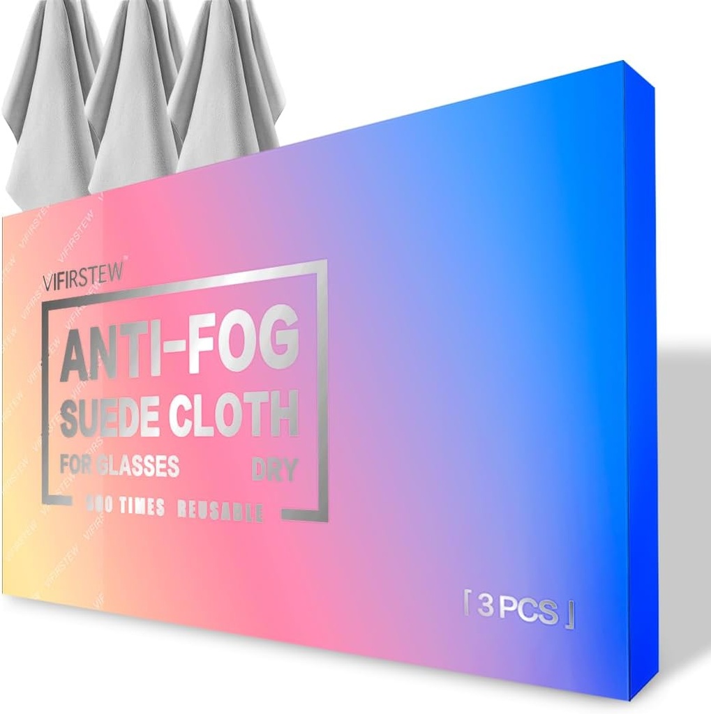 Cloth antiniebla seca, 3 Pack Antifogging Cloth for Eyeglasses, Screen, Goggles, Reutilizable y portable Cloth Lens Wipe for Coated Eyeglasses with Masks