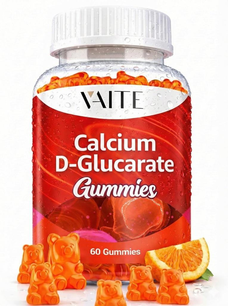 Calcio D-Glucarate Gummies 1000mg - CDG Cleanse Supplement for Men and Women, Hormone Metabolism Balance " Menopause Supports, Non-GMO, Vegan, Gluten Free, Soy Free Supplements, 60 Gummy Chewables