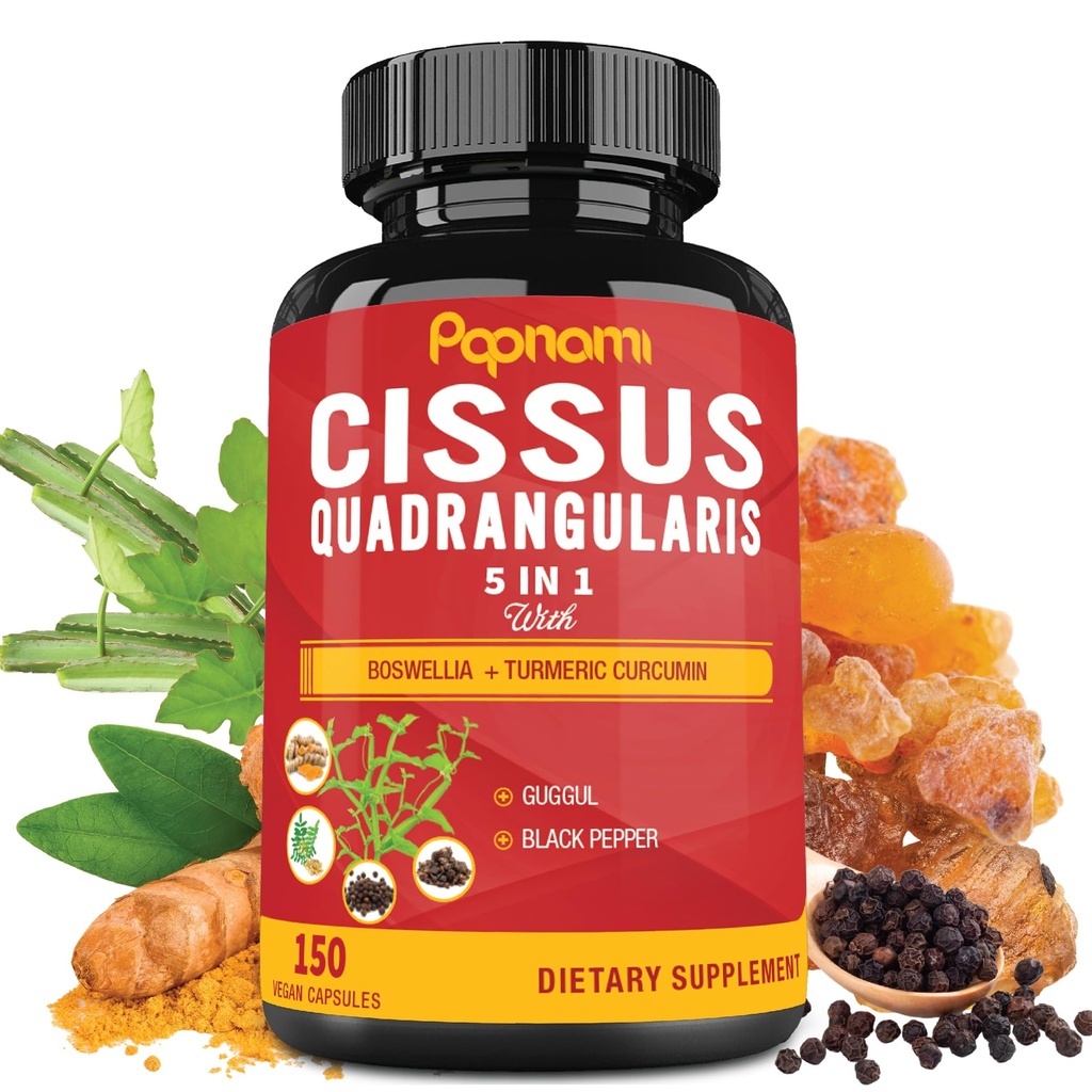 Cissus Premium Quadrangularis Capsules con Boswellia, Guggul, Turmeric, Black Pepper Extract - 150 Capsules - 5 Month Supply