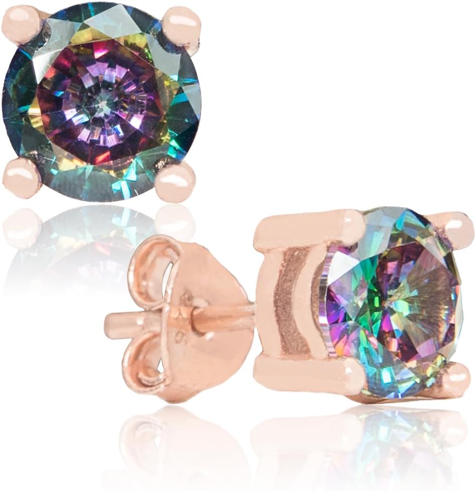 Pendientes de plata de ley de topacio natural de oro plateado