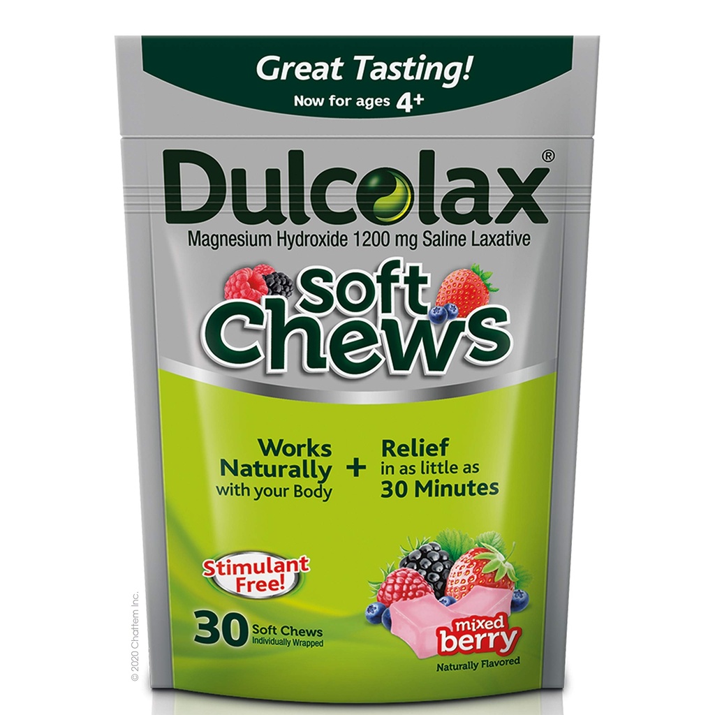 Dulcolax Soft Chews Saline Laxative Mixed Berry (60ct &amp; 30ct) 1200mg Magnesium Hydroxide Gentle Constipation Relief