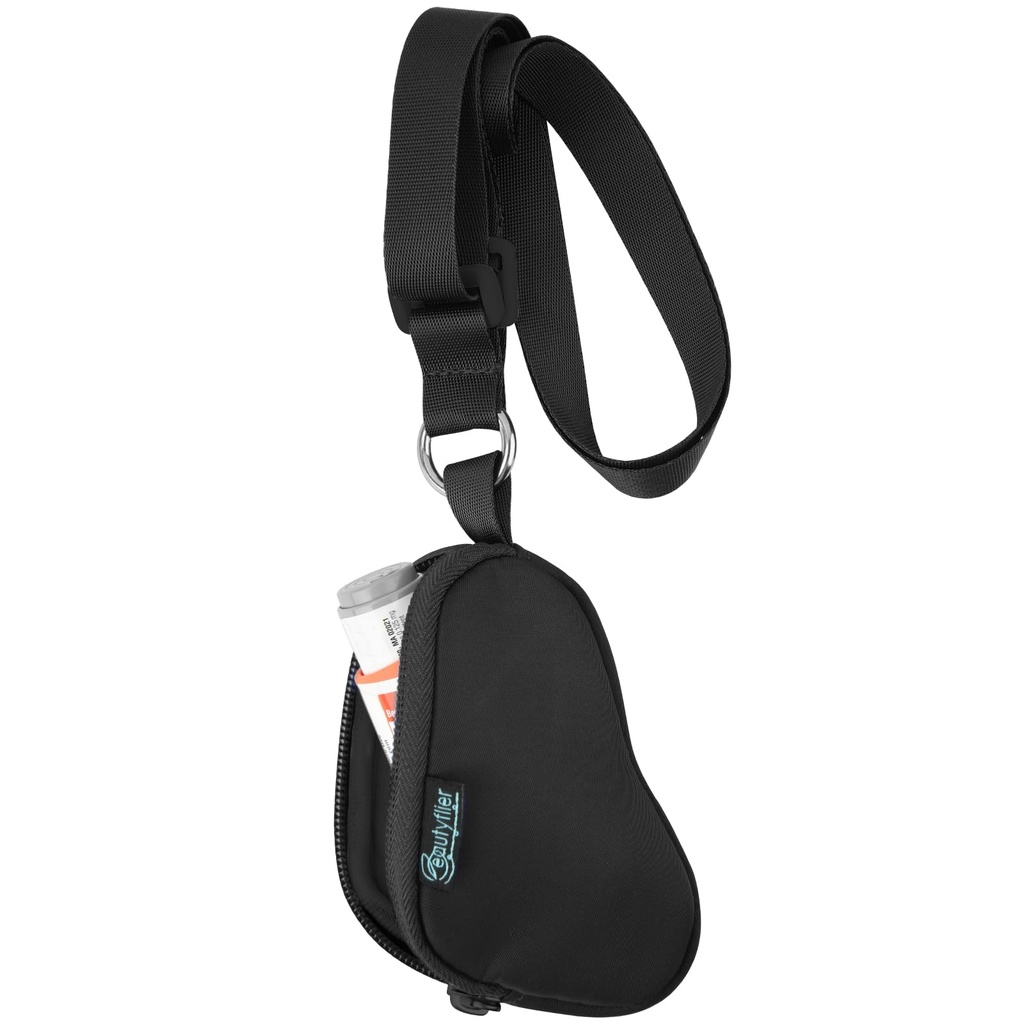 Beautyflier Asma Inhaler Case Lanyard Holder Keychain Travel Handy Mini Bag para adultos y niños, no incluye Inhaler (Black)