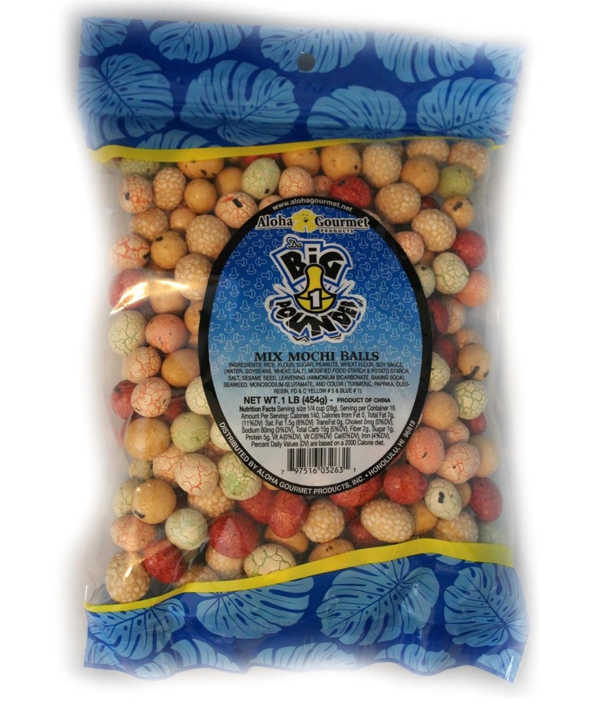 Aloha Gourmet Big Pounder of Mix Mochi Balls 1 libra Jumbo bag