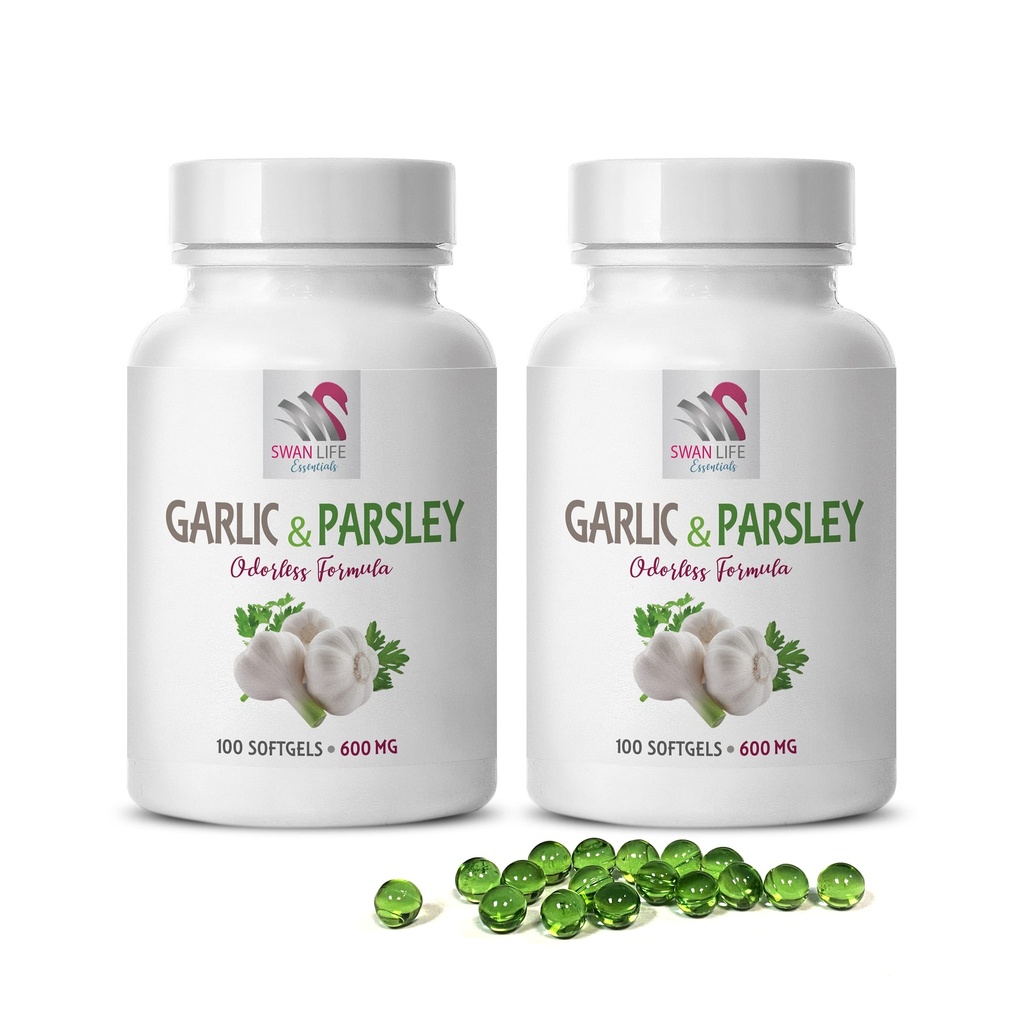 suplementos de ajo - GARLIC AND PARSLEY ODORLESS FORMULA - vitaminas de salud ósea para mujeres, alicina de ajo, alicina, suplementos de ajo, perejil de ajo, cápsulas de perejil, ajo sin olor - 2B 200 cápsulas