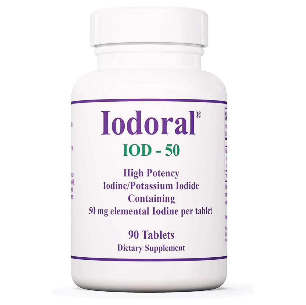 Optimox Iodoral 50 mg Suplemento - Potassium Iodide Tablets, Thyroid Support, Daily Vitamins and Minerals, Lugol's Iodine Solution - 90 Count