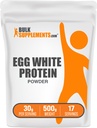 BulkSupplements.com Egg White Protein Powder - Egg White Powder, Lactose Free Protein - Sin sabor, 30g por Serving, 500g (1.1 lbs) (Pack of 1)