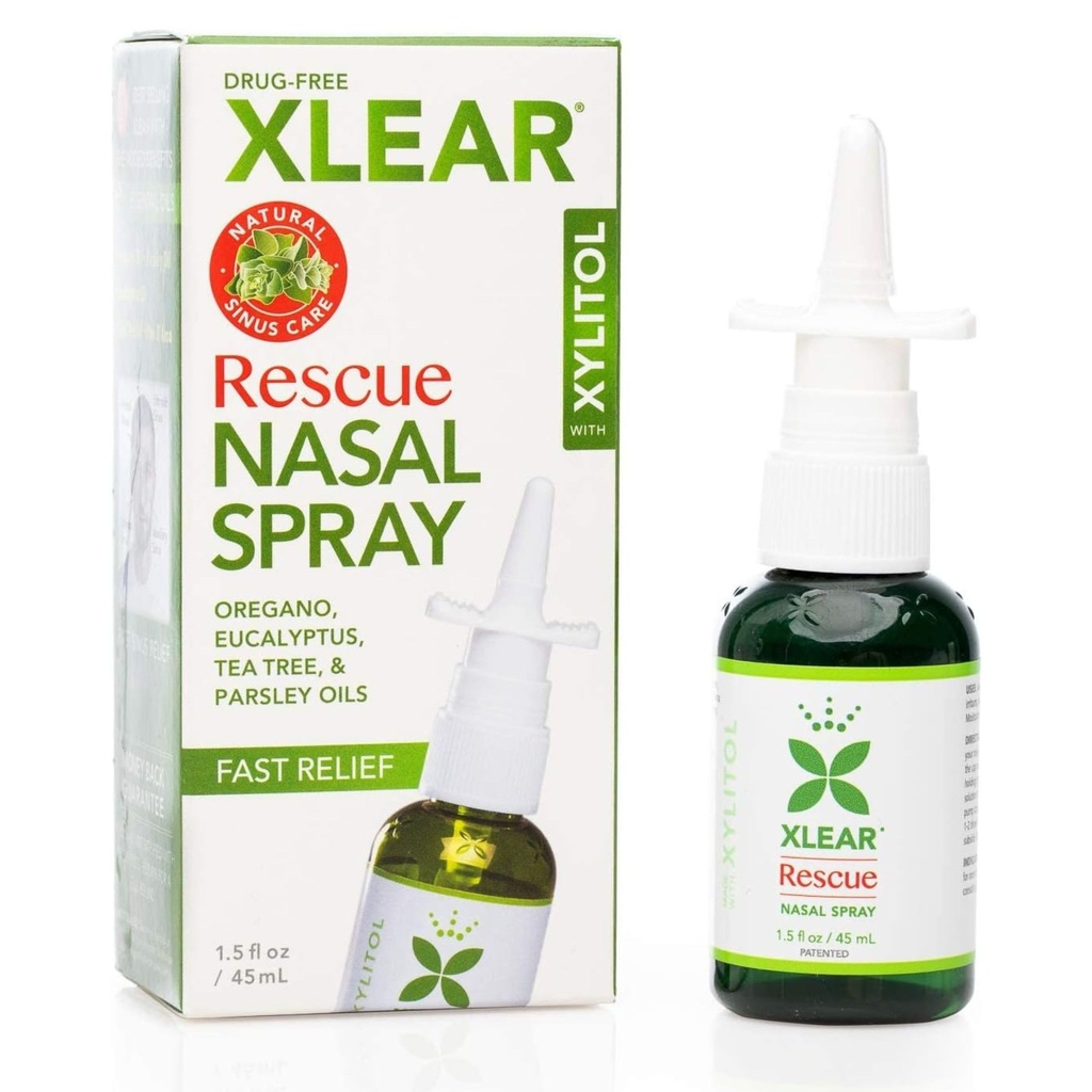 Xlear Rescate Natural Nasal Spray con Xylitol, Orégano y Árbol del Té, 1,5 fl oz (Pack of 1)