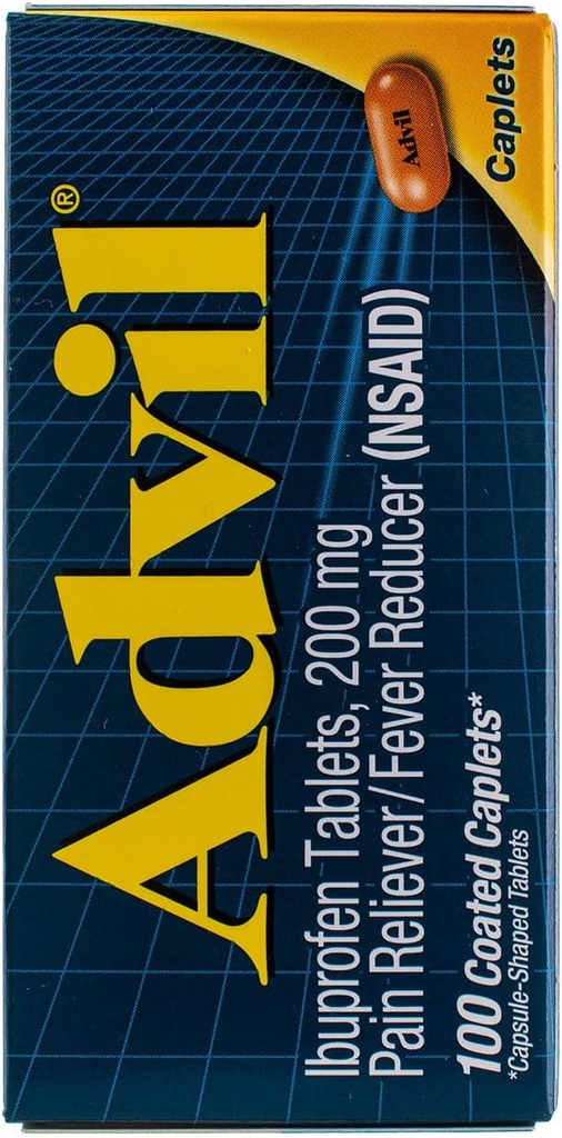 Alimentador de Dolor Advil/Fever Reductor 200mg Caplets - 100 Ct, Pack de 3