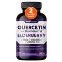 Gade Nutrition Quercetin with Bromelain " Elderberry  durable Quercetin with Vitamin C and Zinc ← Zinc Quercetin 500mg with Vitamin D3 ← Daily Immune Support Suplemento - 2 Meses Supply