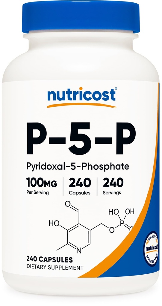 Nutricost P5P Vitamina B6 Suplemento 100mg, 240 cápsulas (Pyridoxal-5-Phosphate) - Vegetariano Amistad, No GMO, Gluten Gratis