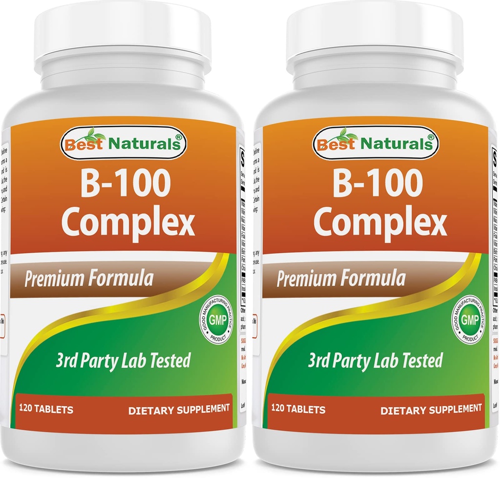 Mejores Naturales B 100 Complejo 120 Tabletas (B Complejo Vitaminas) (120 Cuenta (Pack of 2))