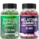 Soporte para tiroides para mujeres y hombres (90 gummies) Suplemento de apoyo - Delicious Apple Flavor - Melatonin Gummies para adultos (180 conde) - Quick Dissolve Melatonin 10mg Gummies - Non GMO, Vegan &amp; USA Made