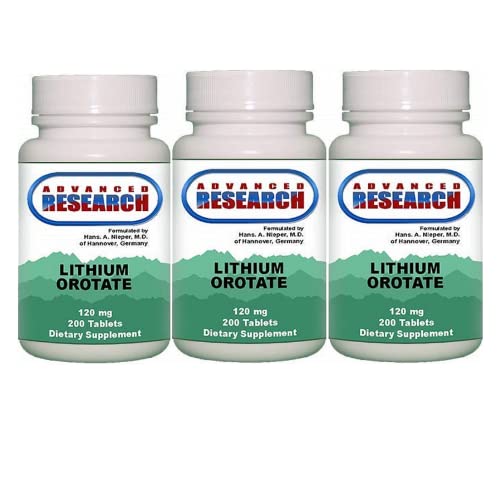 Dr. Hans Nieper Lithium Orotate Tablets, 120 mg, 3Pack (200 Cuenta cada uno)