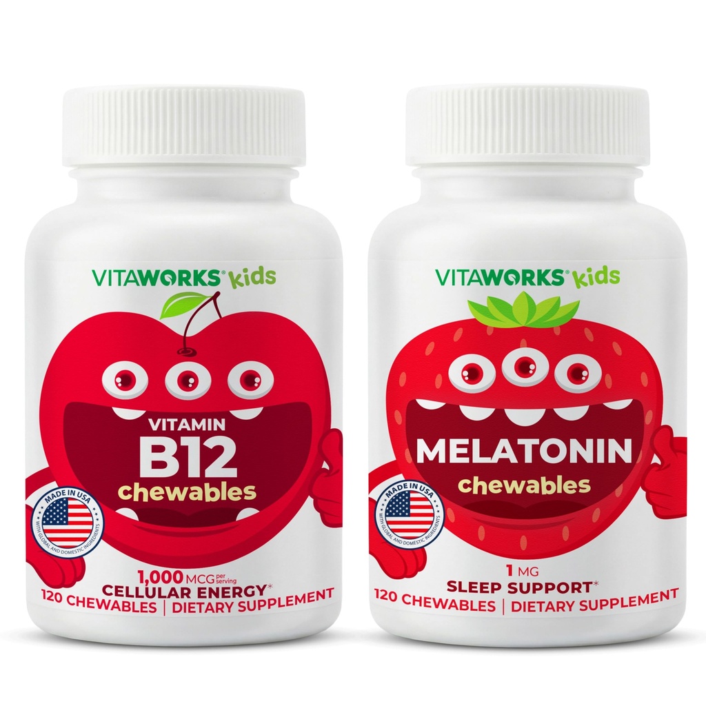 Niños Vitamina B12 Chewables + Melatonina 1mg Chewables Bundle