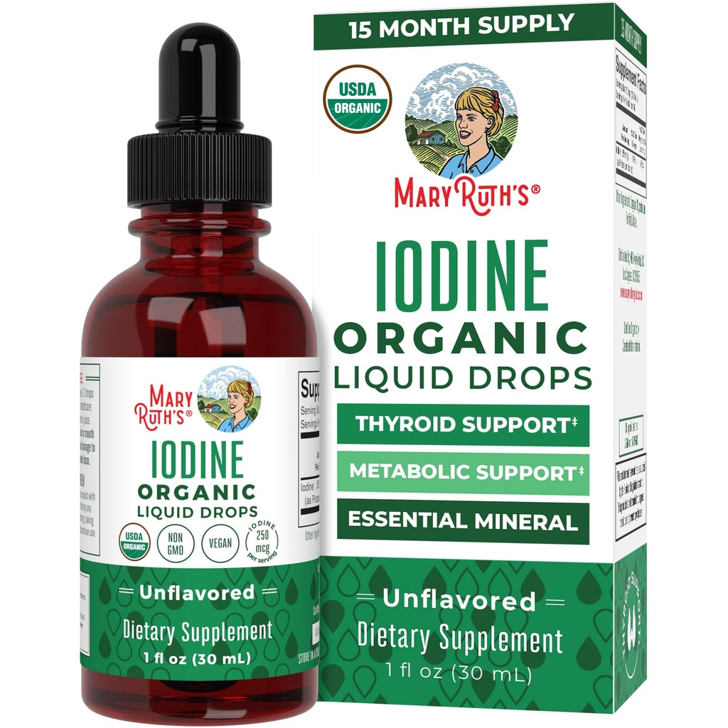 MaryRuth Organics Iodine Liquid Drops ← Potassium Iodide TEN 1 Year Supply Silencio 450 Servings Silencio Tiroides Salud TENEDIDO USDA Orgánica eterna Vegan ← Non-GMO TEN Gluten Free TEN 1 Fl Oz