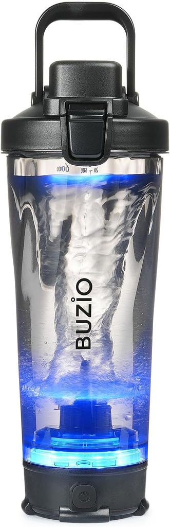BUZIO Electric Protein Shaker Bottle, 24 oz Shake Blender Bottle, Botellas USB Recargables para Protein Mixes Shaker Cups, Botellas portátiles de agua deportiva grande con Tritan, Negro