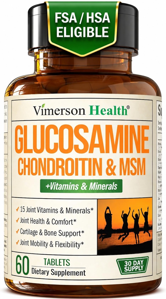 Glucosamine Chondroitin MSM Suplemento – Advanced Joint Supplements for Men and Women w/Glucosamine Sulfate 1000mg, Condroitin Sulfate &amp; MSM, Vitamina B12 y Más para la salud conjunta – FSA Eligible